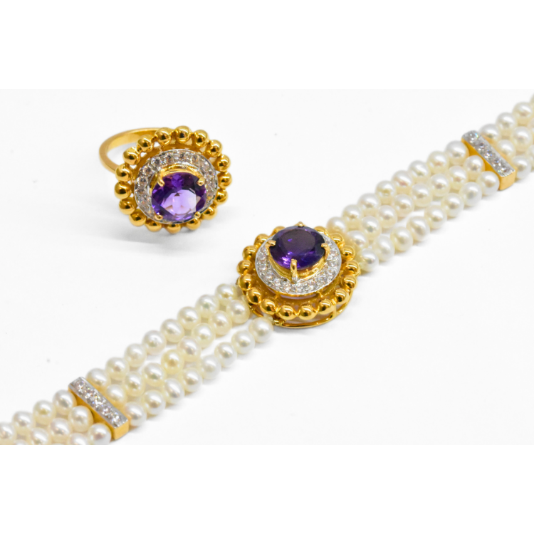 Picture of Amethyst & Pearl Bracelet and Ring